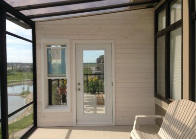 Glass Room Access To Deck with Aluminum Pergola Patio Cover
