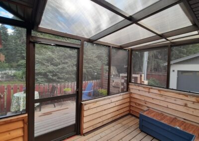 This patio was designed with a polycarbonate roof.